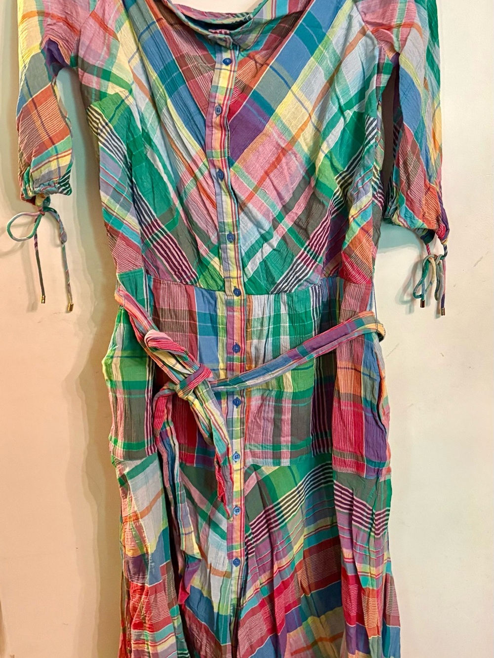 Lauren Ralph Lauren Multicolor Plaid Off-Shoulder Midi Dress - Picture 3 of 4